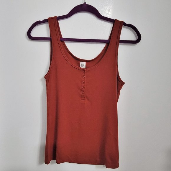 GAP Tops - GAP Rose Russet Rust Henley Tank Top